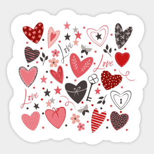 Love Hearts, Valentine's Day Scrapbooking Elements, Romantic Sticker